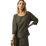 Joseph Ribkoff Pleated Satin Boxy Top