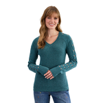 French Dressing Jeans Openwork Sleeve Textured Knit Sweater