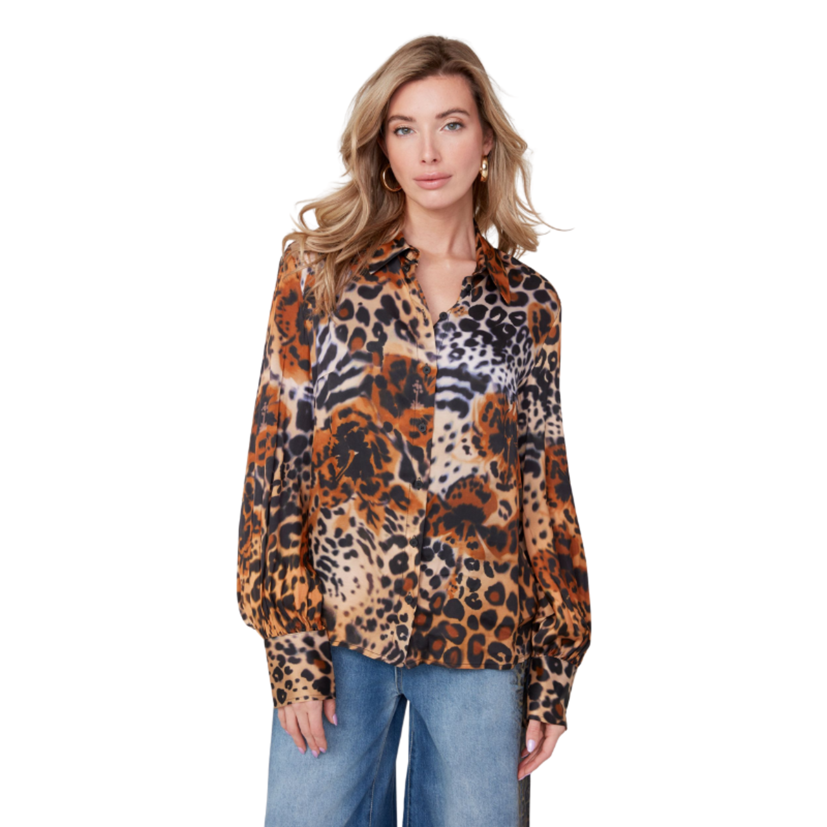 Renuar Renuar - Wild Print Button-Up Blouse