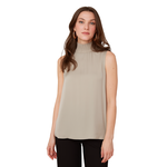 Renuar Sleeveless Pleated Mock Neck Blouse