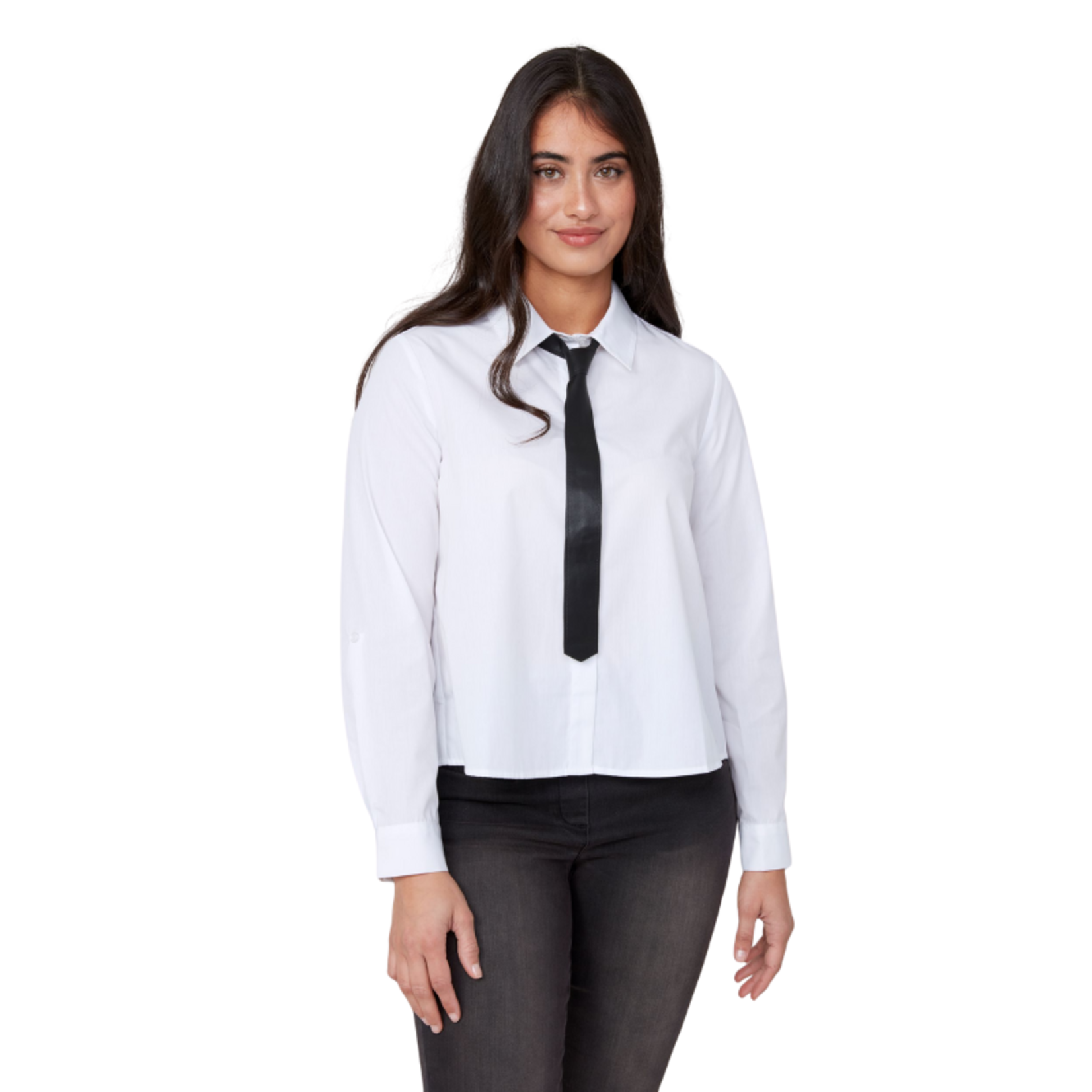 Renuar Renuar - Long Sleeve Button-Up w/ Faux Leather Tie
