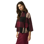 Joseph Ribkoff Plaid Jacquard Button Detail Poncho