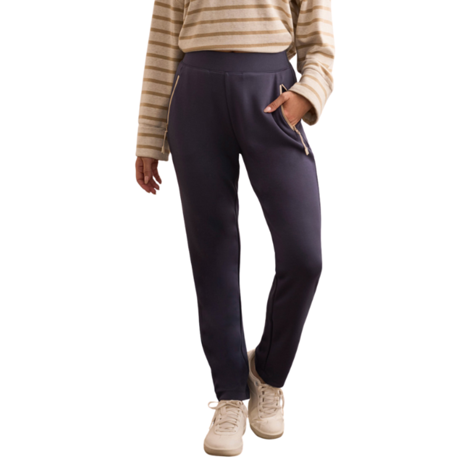 Tribal Tribal - Scuba Knit Contrast Trim Pull-On Ankle Pants