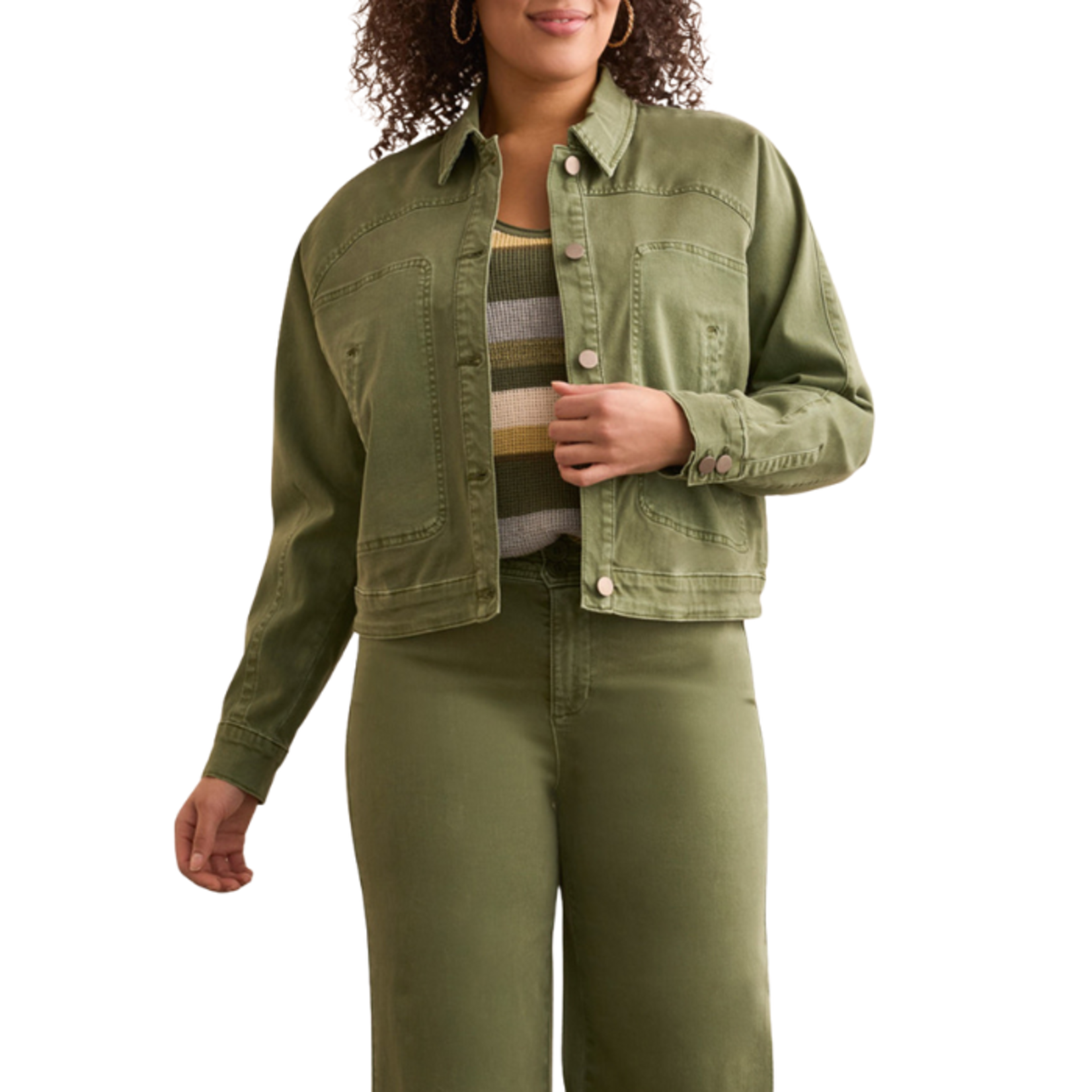 Tribal Tribal - Long Sleeve Raglan Button Front Jacket