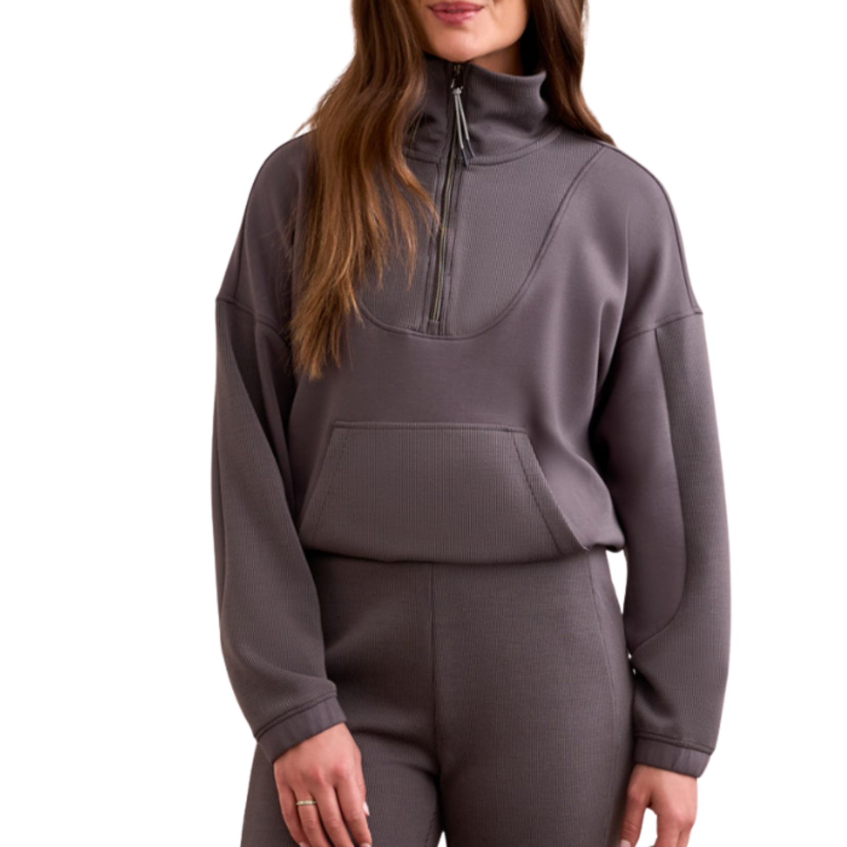 Tribal Tribal - Long Sleeve Mock Neck Top w/ Zipper