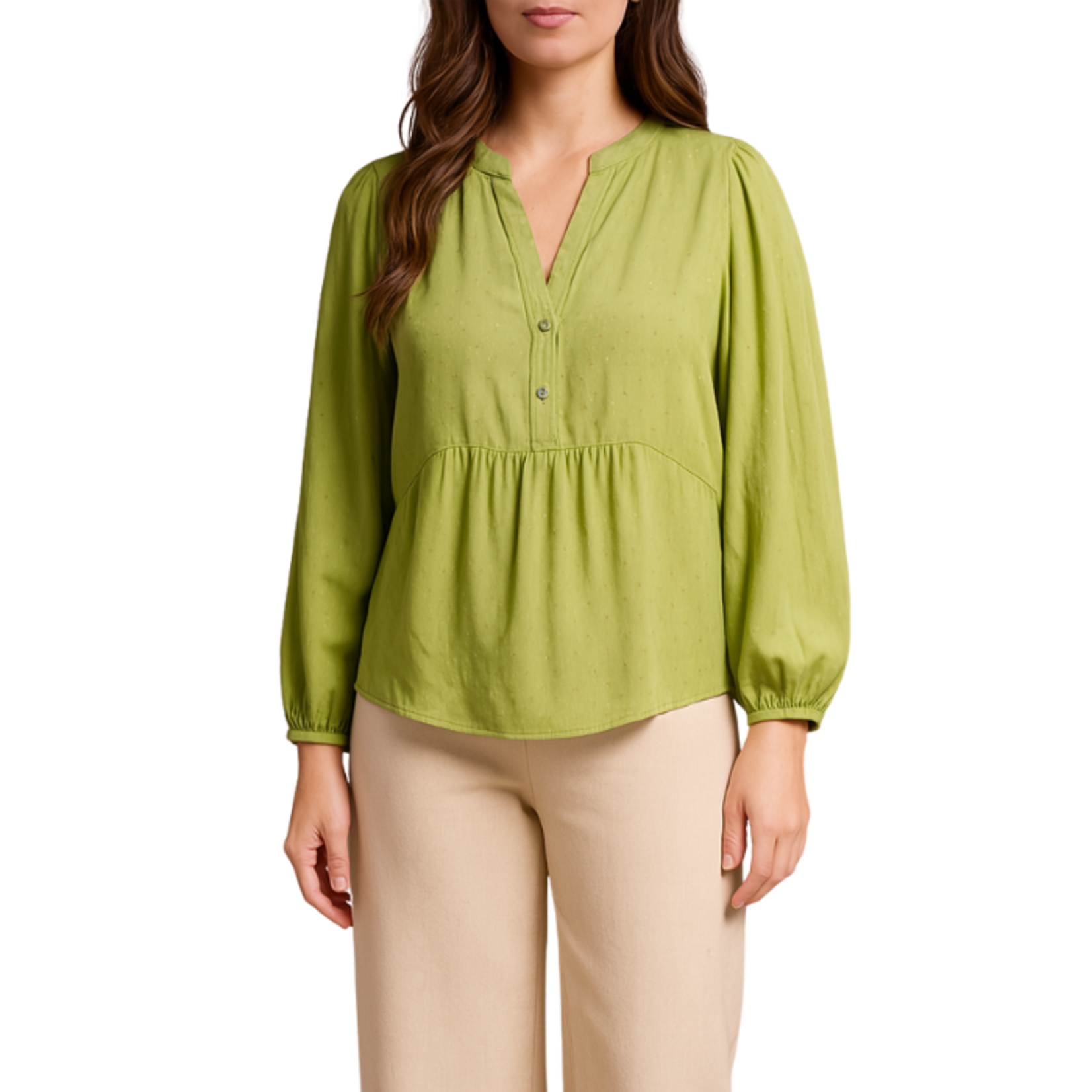 Tribal Tribal - Long Sleeve Blouse w/ Front Placket Detail