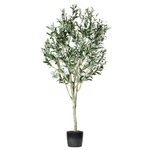 Artificial Green Olive Tree w/ Black Planter Pot 72"
