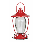 Pinebush Lantern Style Glass Hummingbird Feeder - Red