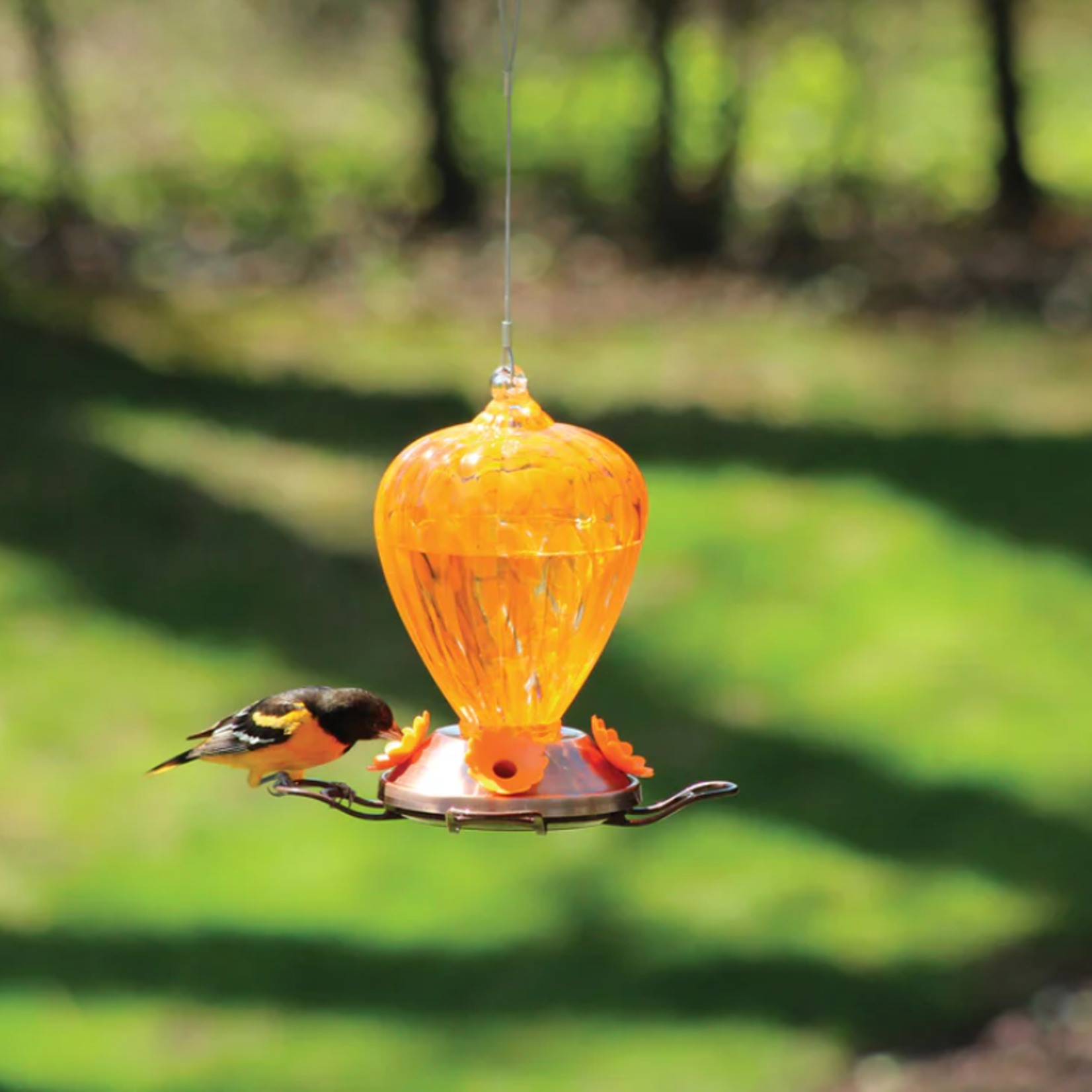 Pinebush Pinebush - Art Glass Oriole Feeder - Copper Plated Base