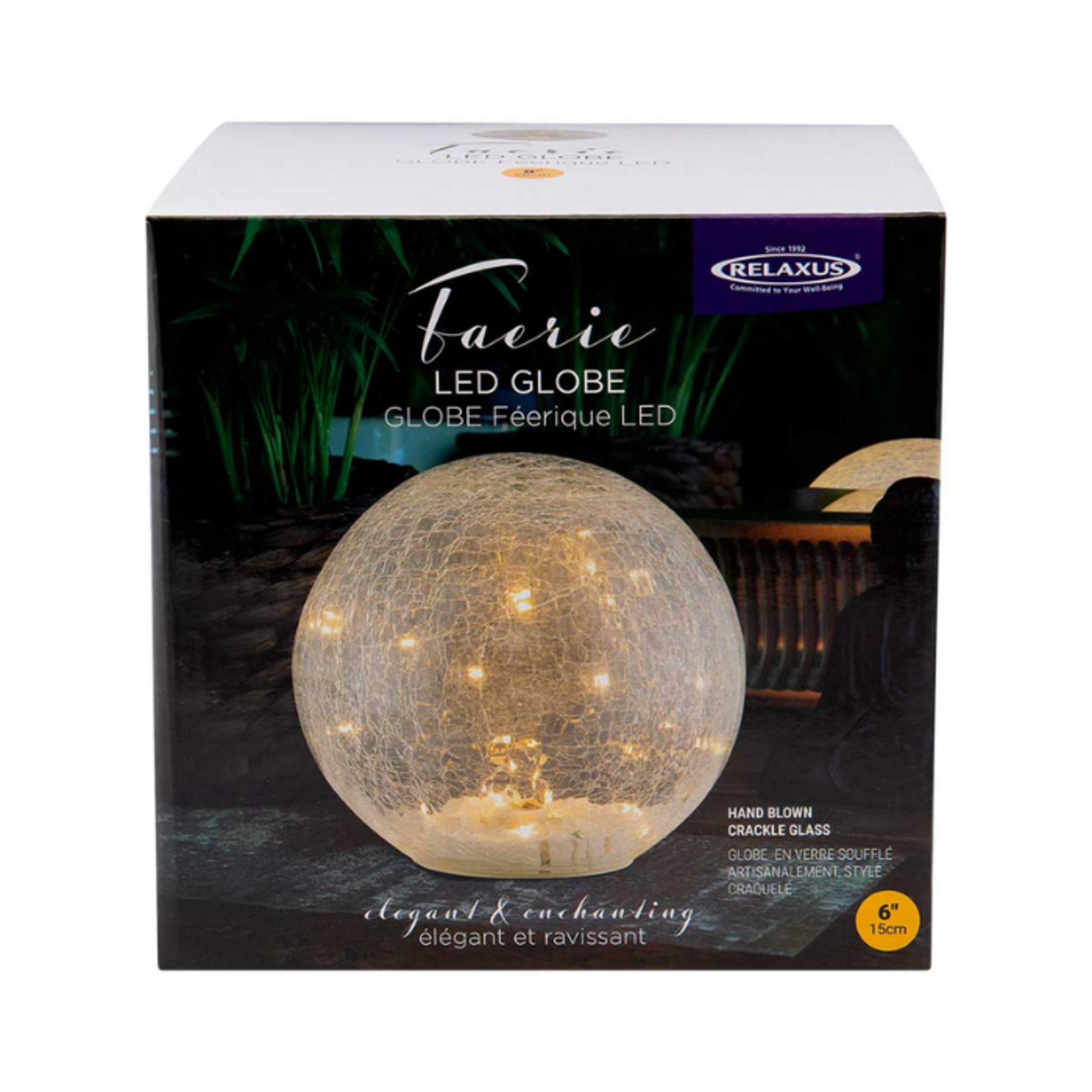 Relaxus Faerie LED Crackle Glass Globe 15cm