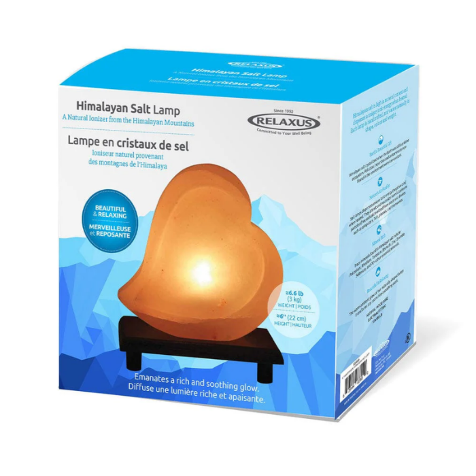 Relaxus Himalayan Heart Shape Salt Lamp 3-4kg Orange