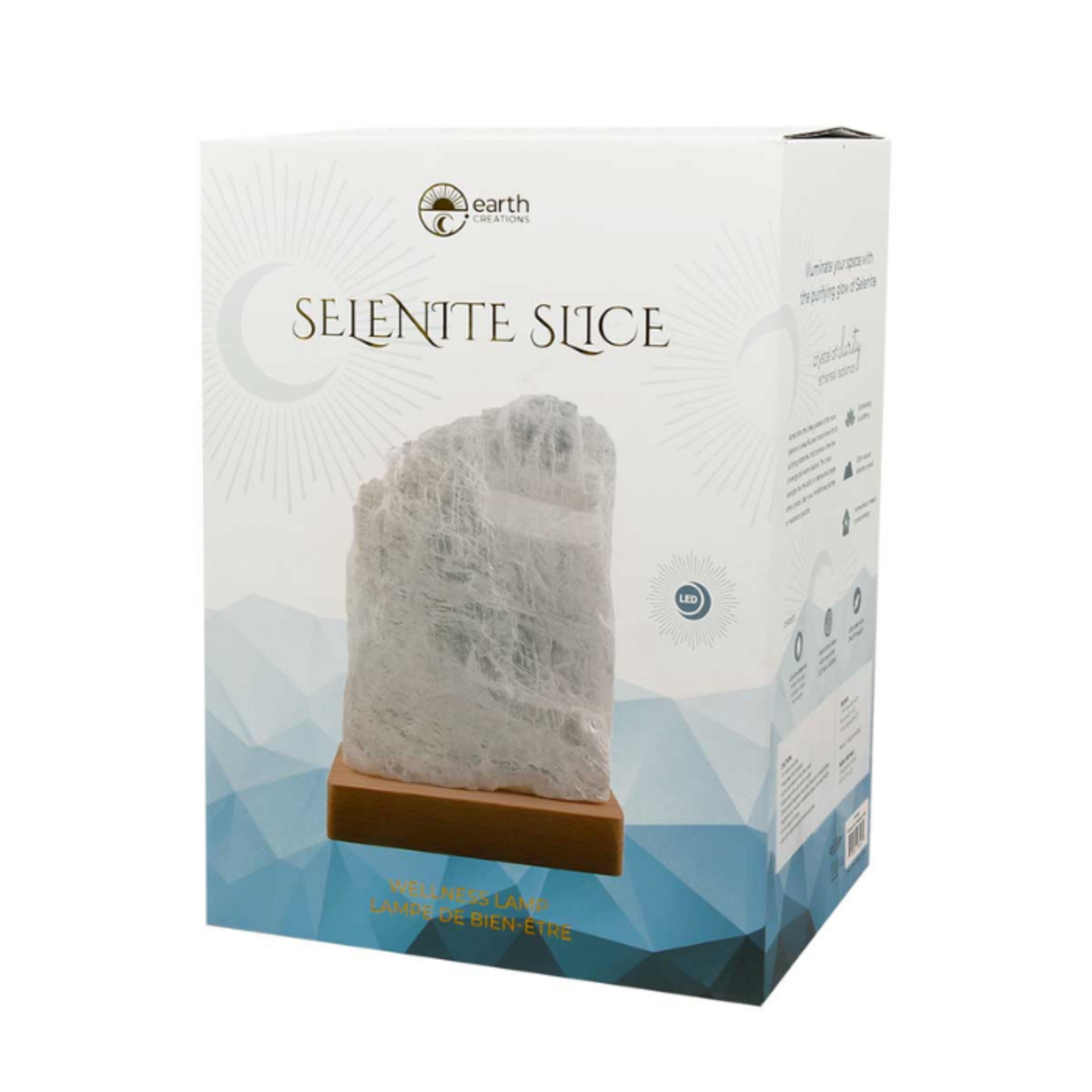 Relaxus Selenite Slice Wellness Lamp w/ Wood Base
