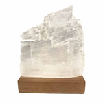 Relaxus Selenite Slice Wellness Lamp w/ Wood Base