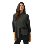Joseph Ribkoff Two-Tone Mock Neck Tunic with Patch Pocket