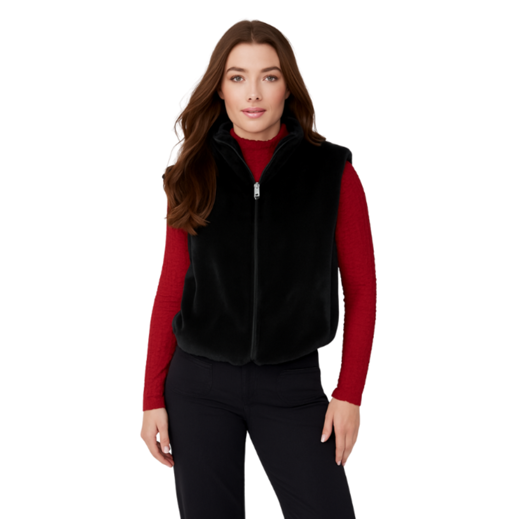 Renuar Renuar - Faux Fur Zip-Front Vest