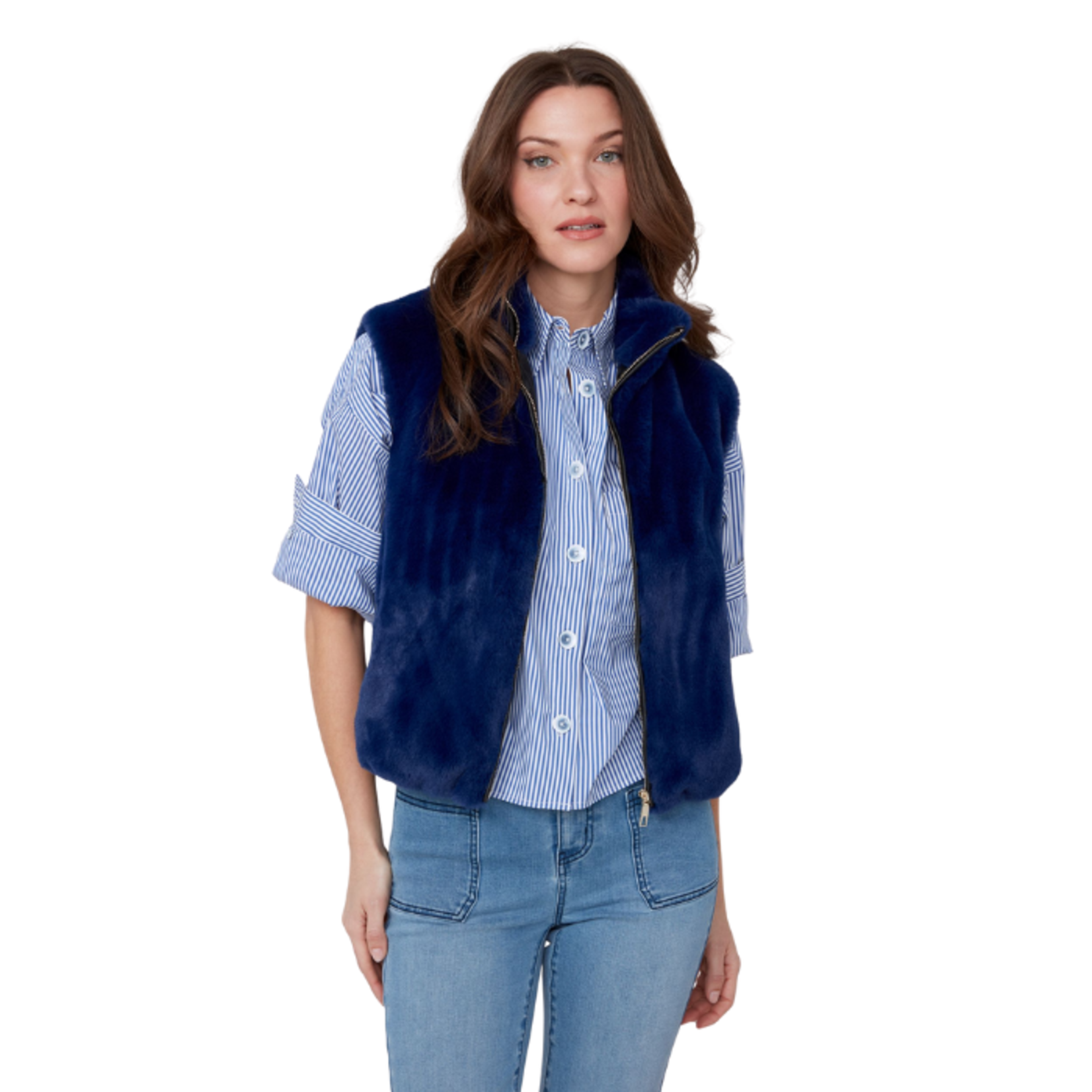 Renuar Renuar - Faux Fur Zip-Front Vest