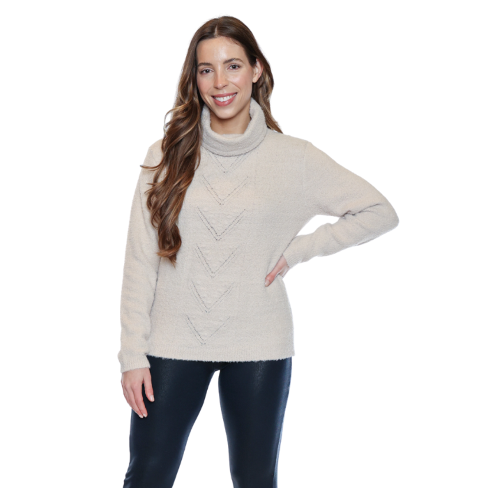 Papa Fashions Papa Fashions - Chevron Stitch Turtleneck Sweater