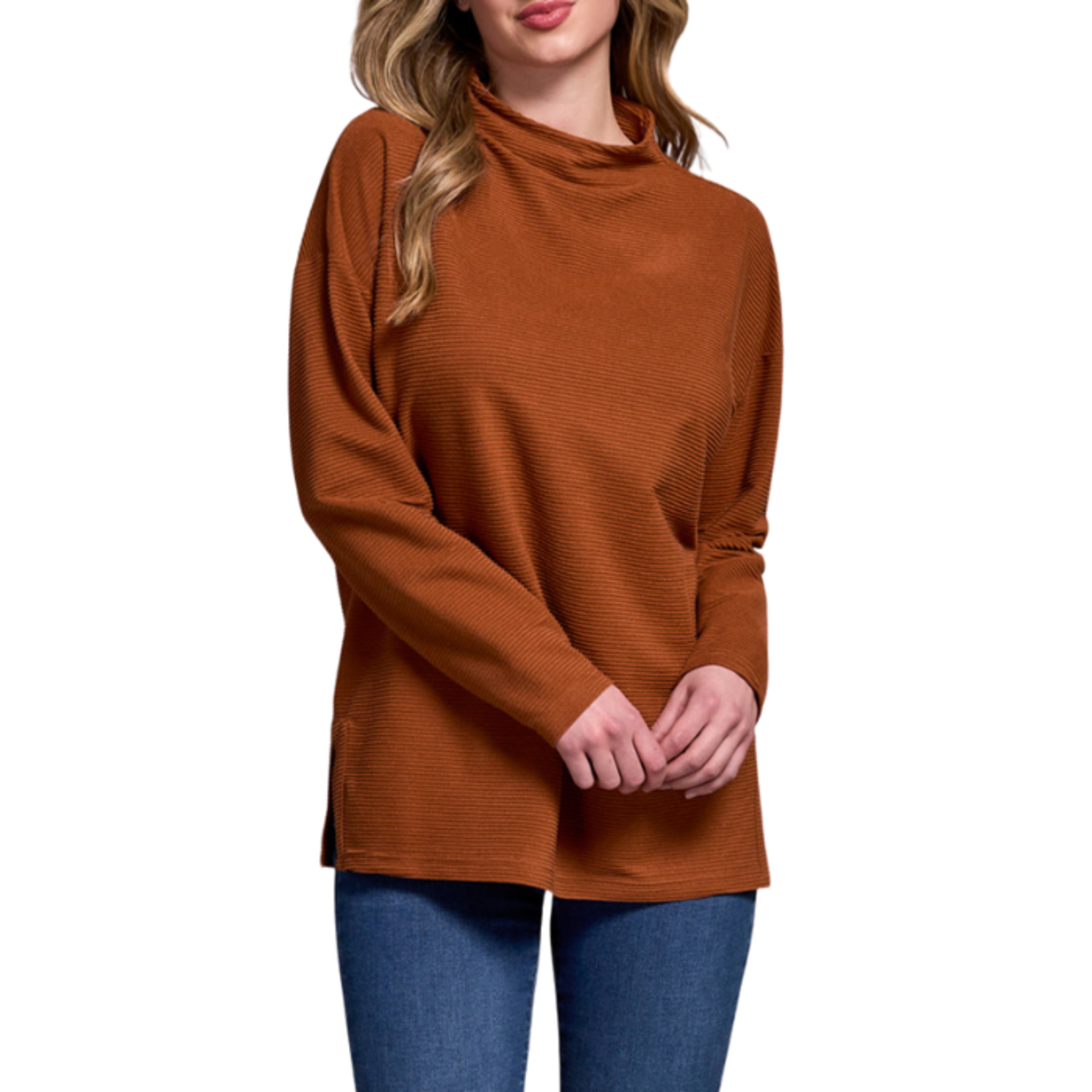 Tribal Tribal - Funnel Neck Tunic w/ Side Slits