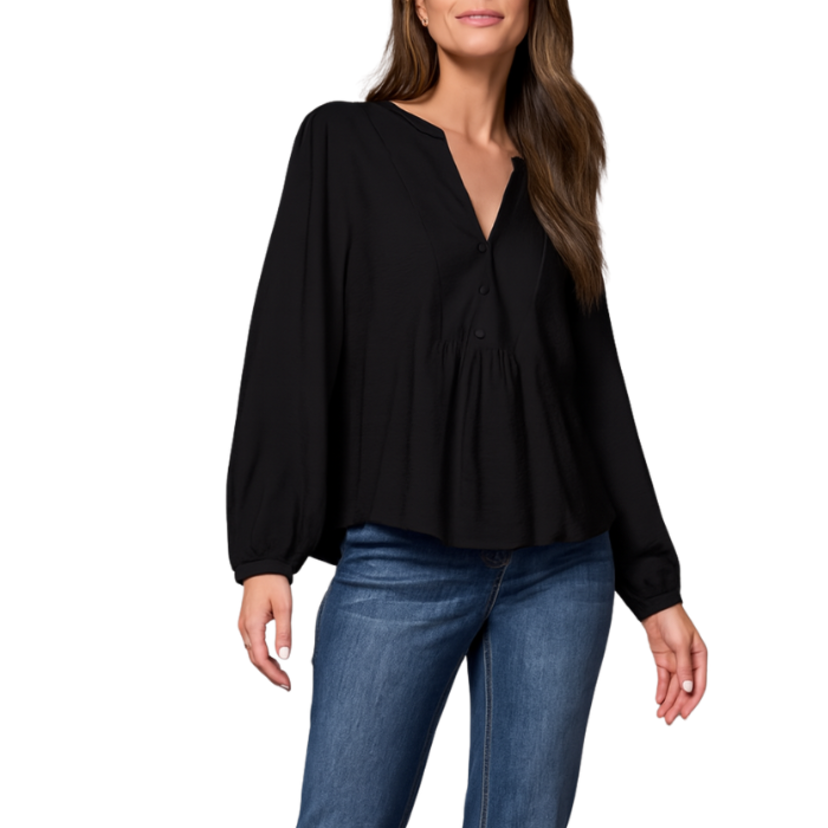 Tribal Tribal - Long Sleeve Blouse w/ Front Placket Detail