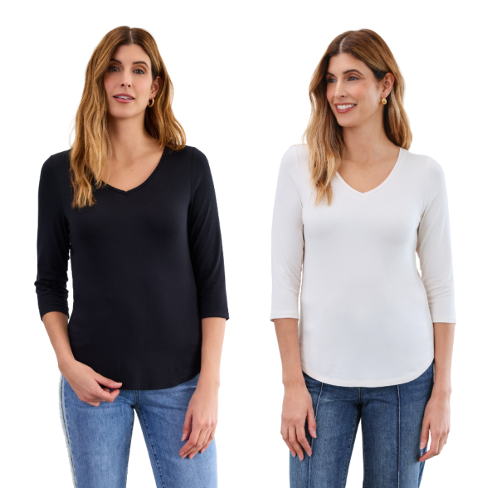 French Dressing French Dressing - Classic V-Neck 3/4 Sleeve Top