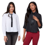 Renuar Long Sleeve Button-Up w/ Faux Leather Tie