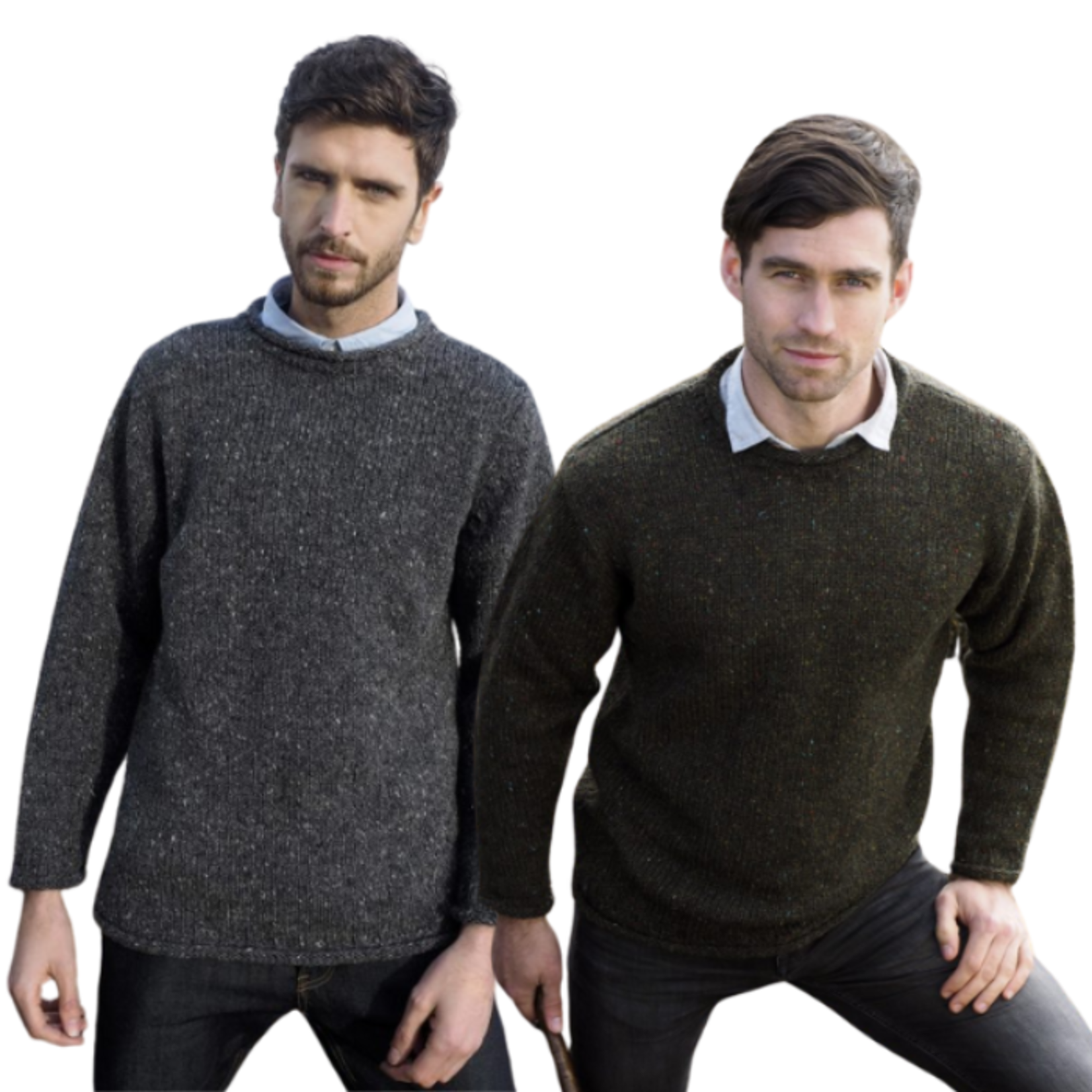 West End Knitwear - Glenties Curl Neck Donegal Wool Sweater