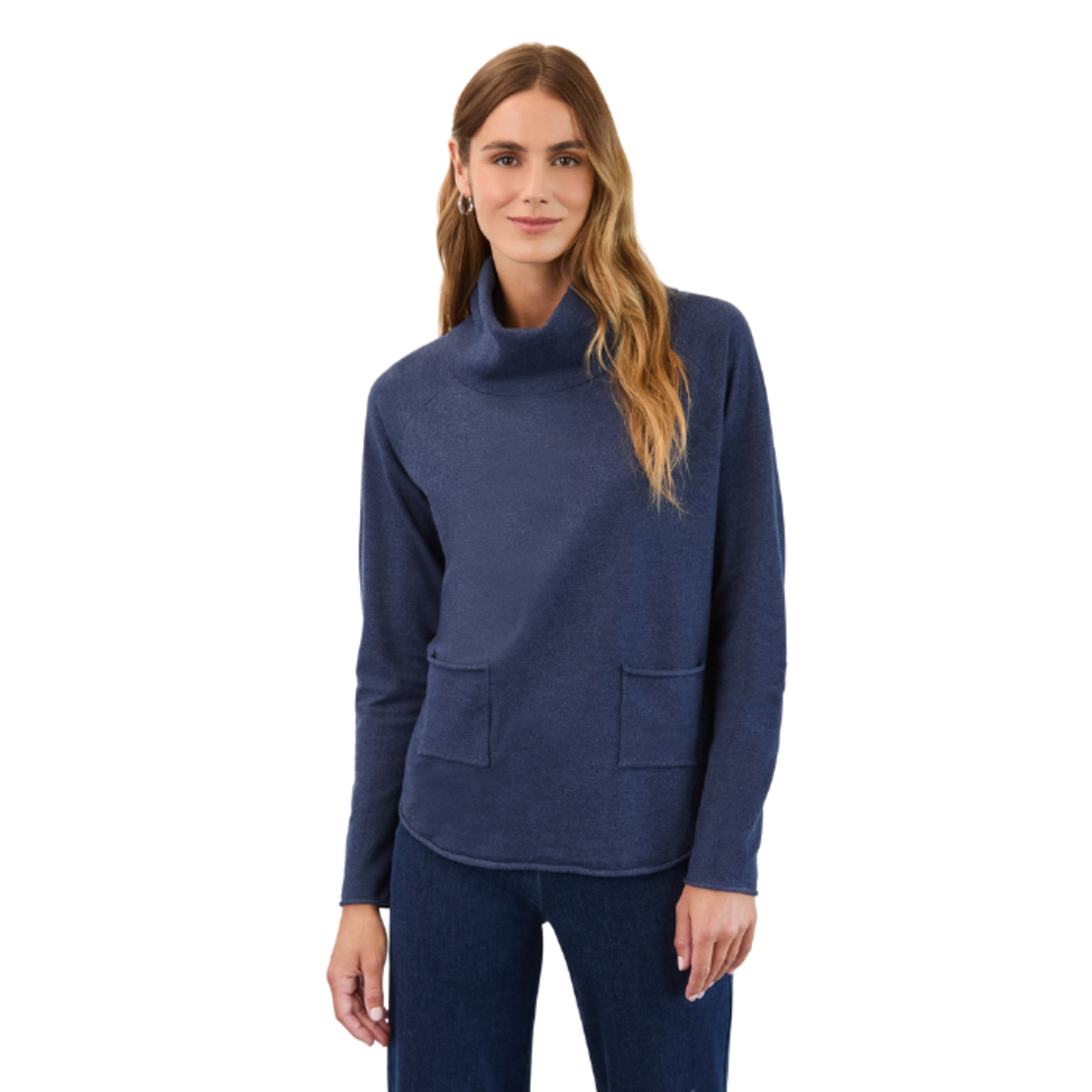 French Dressing Jeans French Dressing - Soft Knit Cowl Pullover with Patch Pockets