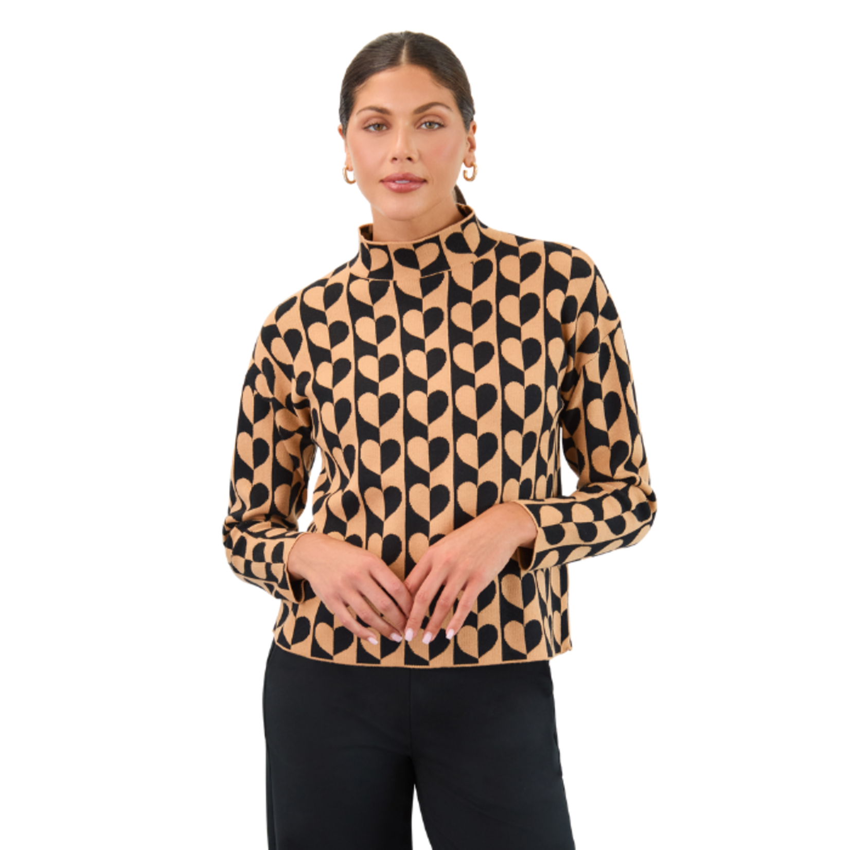 French Dressing Jeans French Dressing - Heart Print Mock Neck Sweater