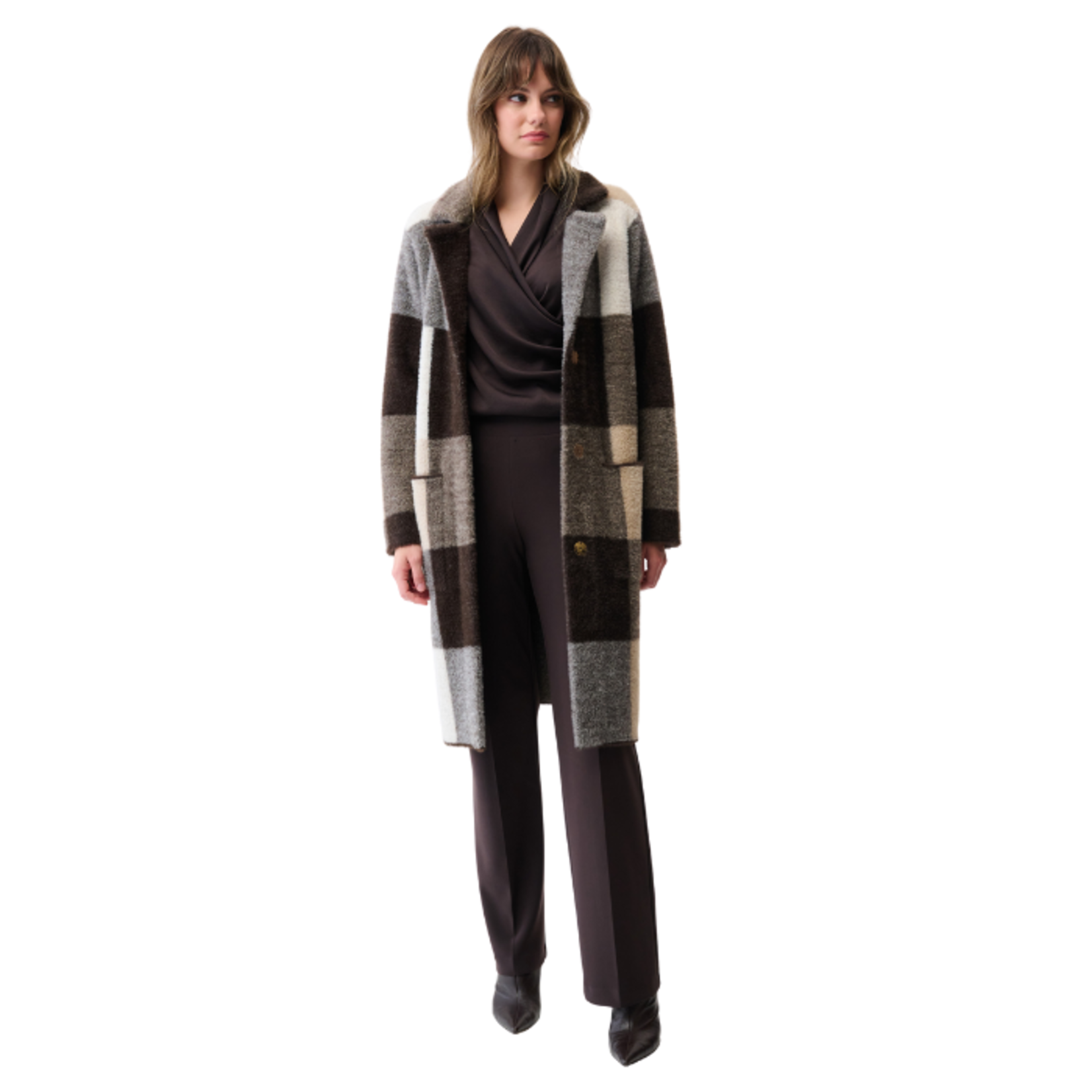 Joseph Ribkoff Joseph Ribkoff - Long Plaid Wool-Blend Coat