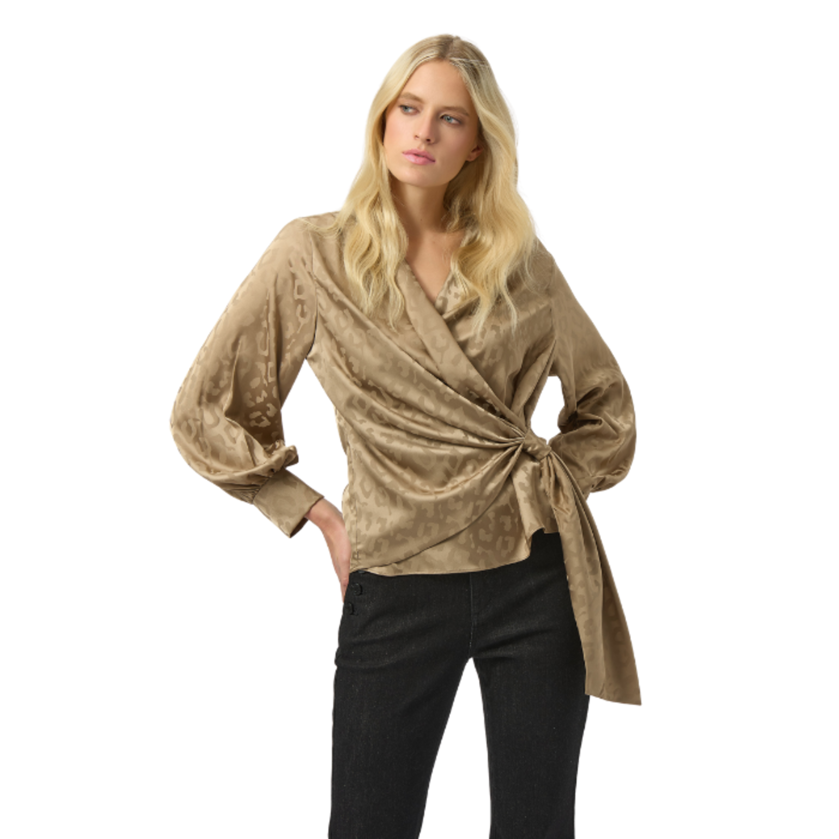 Joseph Ribkoff Joseph Ribkoff - Wrap Front Leopard Jacquard Blouse