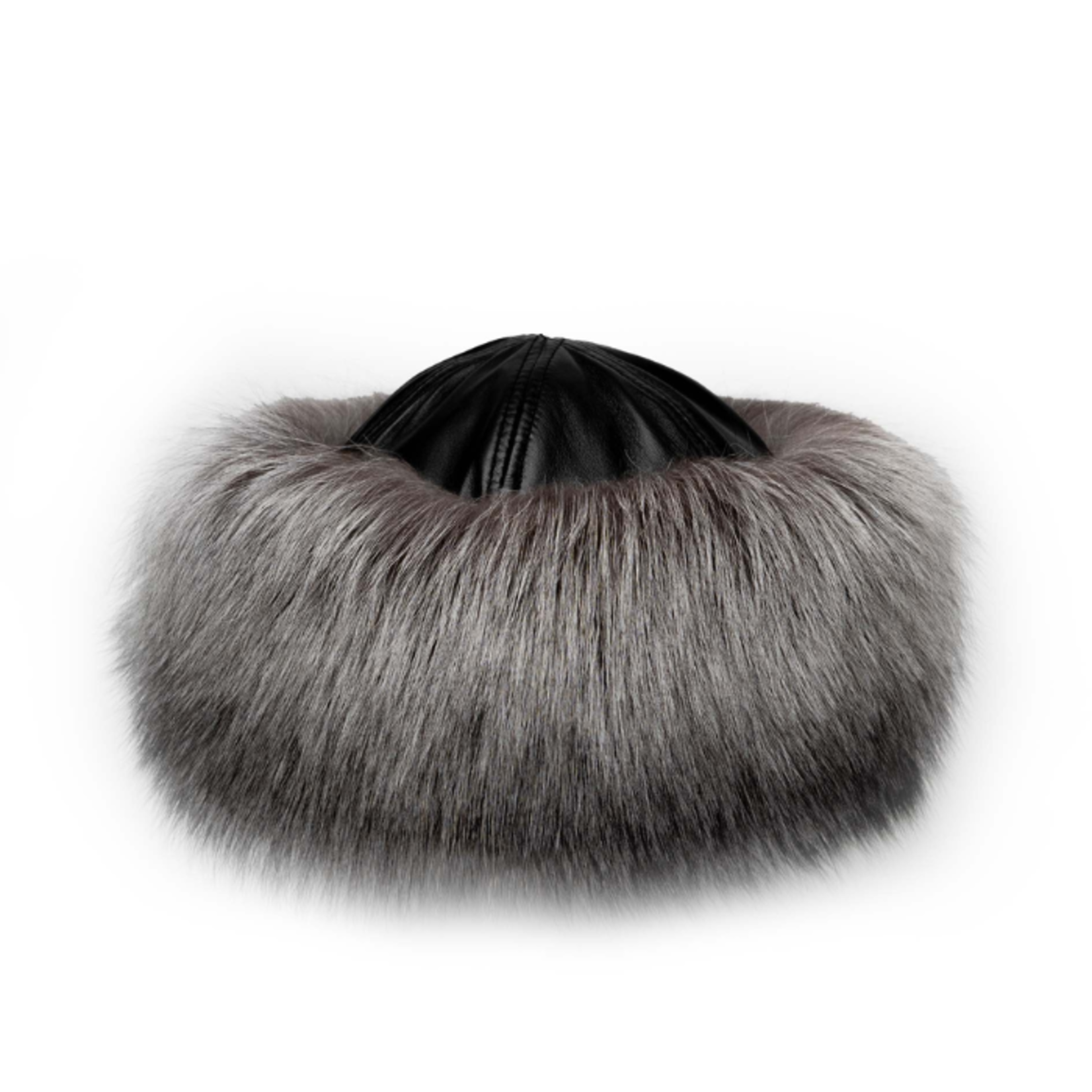 Crown Cap Crown Cap - Natural Silver Fox Fur Cloche with Solid Lamb Crown