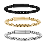 A.R.Z. Steel 5mm Round Box Link Bracelet 8"