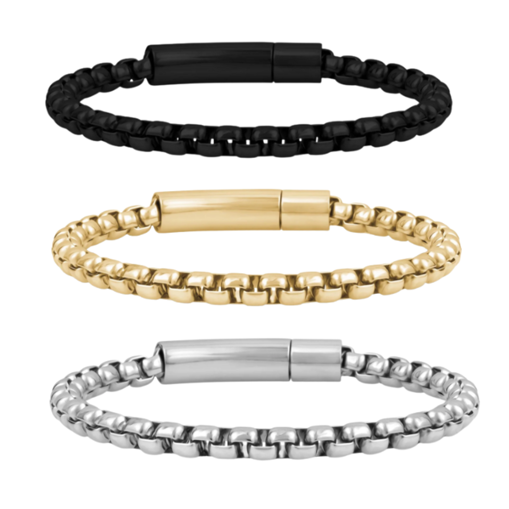 A.R.Z. Steel ARZ Steel - 5mm Round Box Link Bracelet 8"