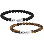 A.R.Z. Steel 6mm Matte Clasp Bead Bracelet 8"