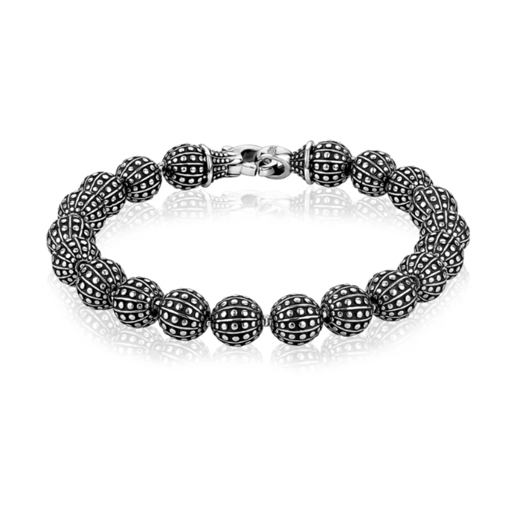 A.R.Z. Steel ARZ Steel - 8mm Stainless Steel Detailed Bead Bracelet 8"