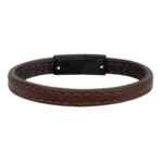 A.R.Z. Steel 8mm Vintage Leather Bracelet 8"