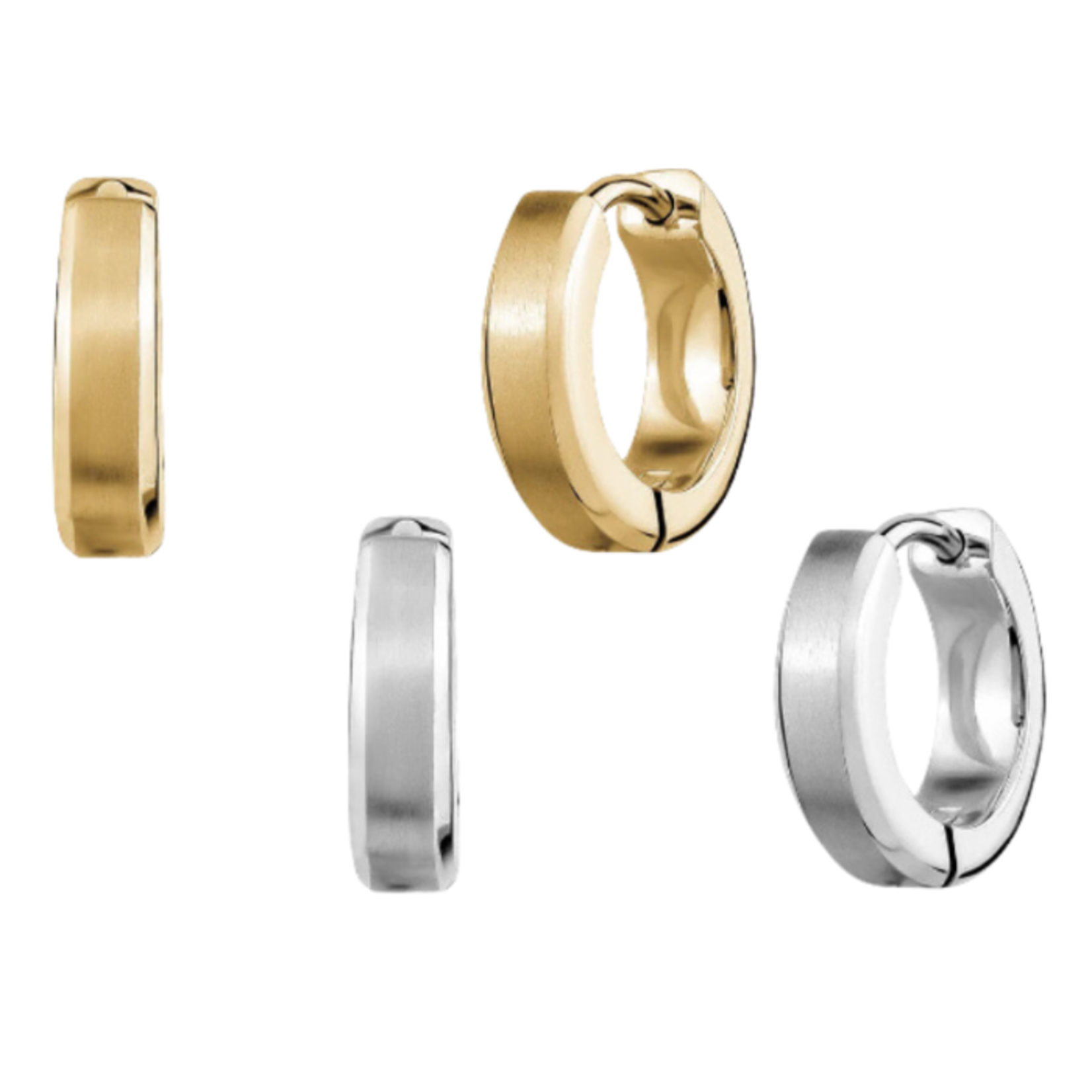 A.R.Z. Steel ARZ Steel - Beveled Edge Huggies Earrings 13mm x 4mm