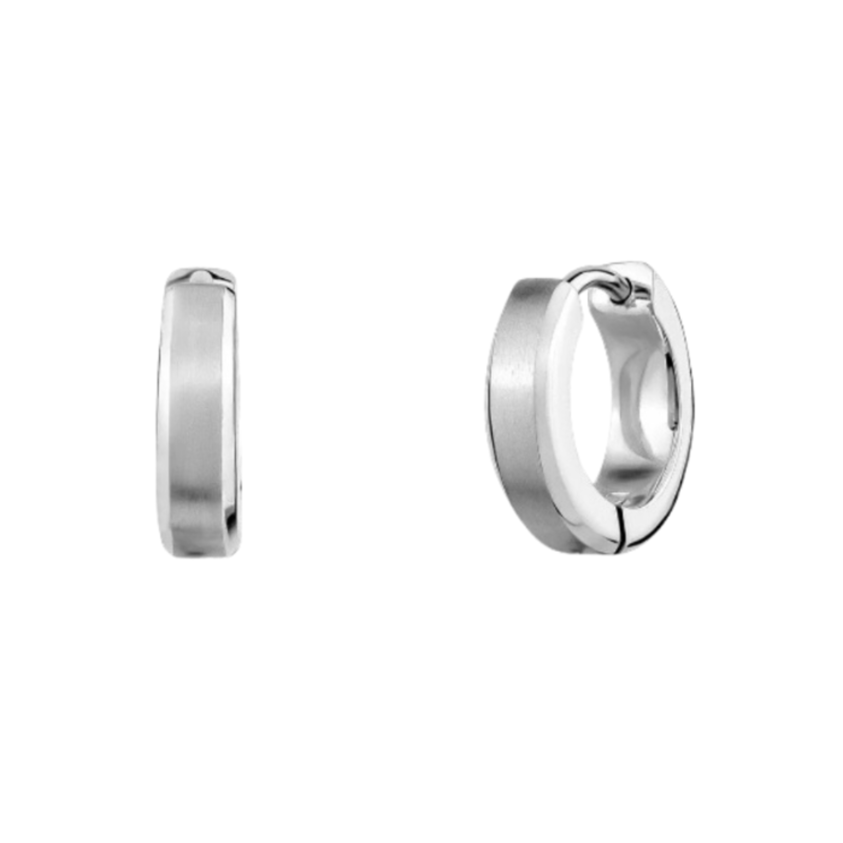 A.R.Z. Steel ARZ Steel - Beveled Edge Huggies Earrings 13mm x 4mm