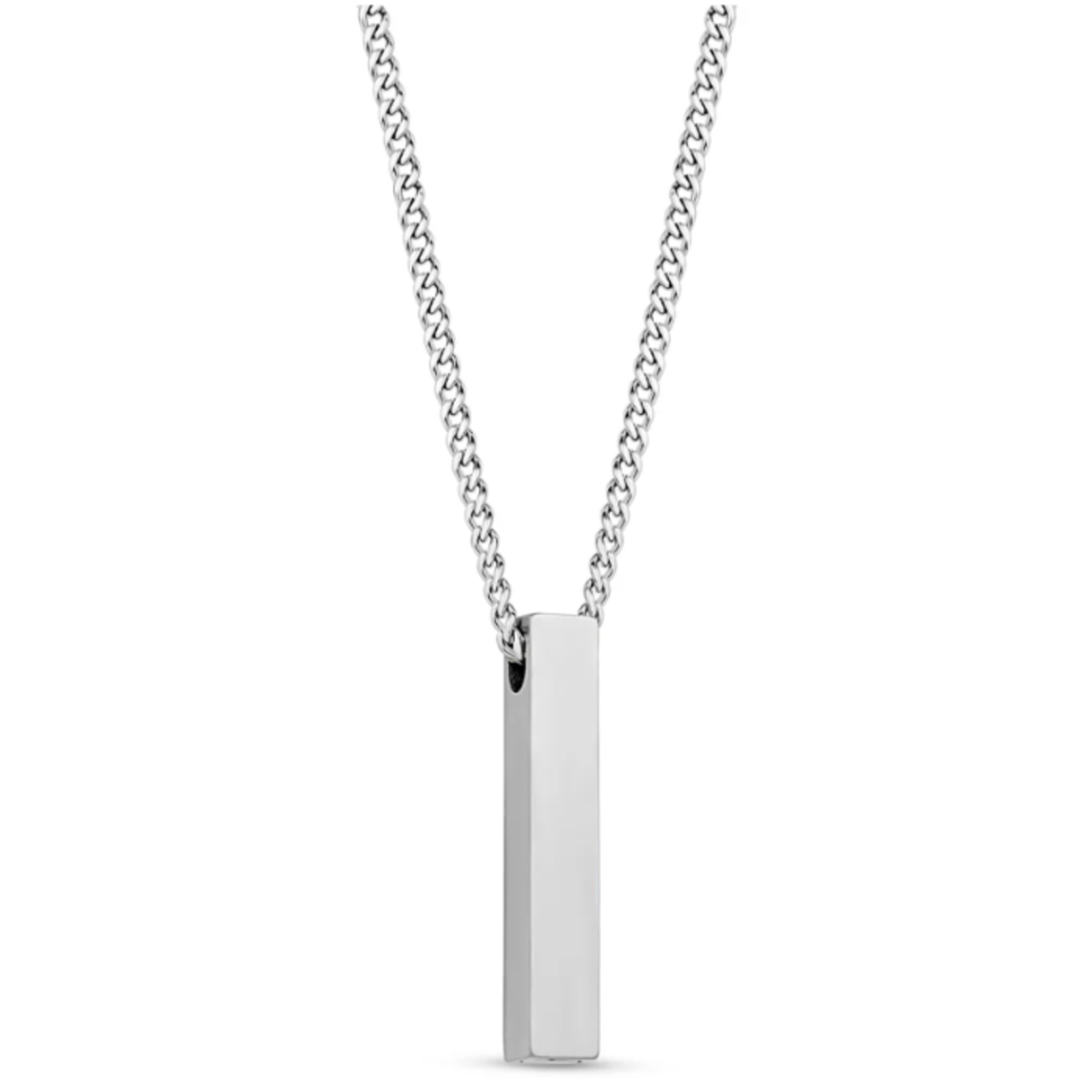 A.R.Z. Steel ARZ Steel - Matte Rectangle Bar Urn Pendant w/ Cuban Link Chain 20"