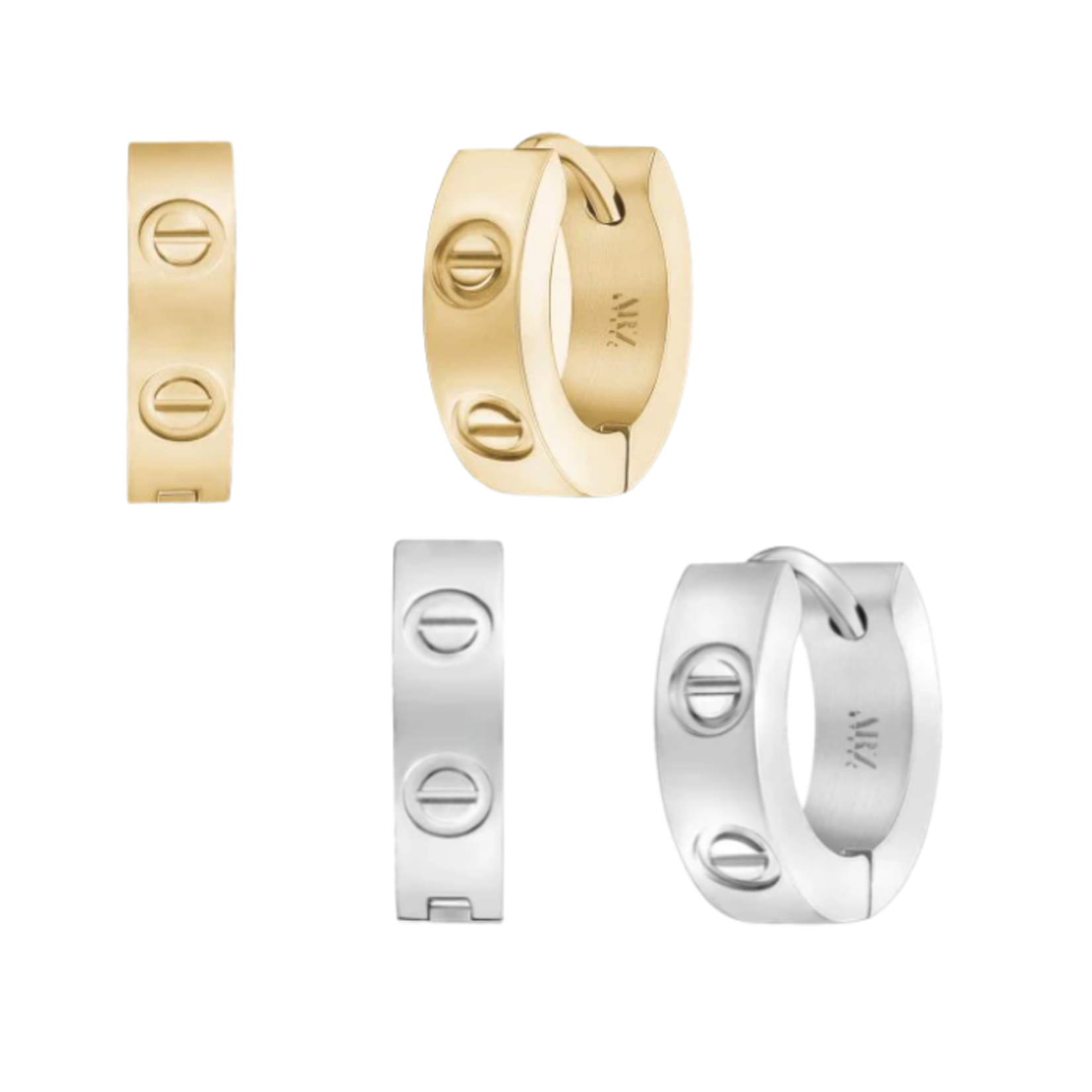 A.R.Z. Steel ARZ Steel - Screw Design Huggies Earring 13mm x 4mm