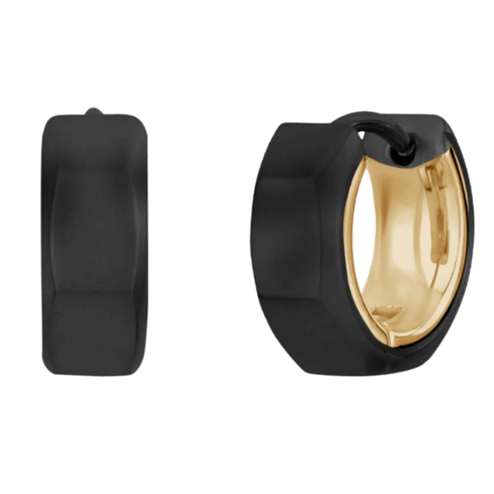 A.R.Z. Steel ARZ Steel - Two Tone Faceted Huggies Earrings 13mm x 4.5mm