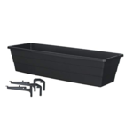 Futura Balcony Planter w/ Bracket - Black **3 Sizes**