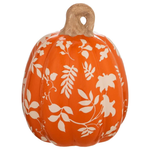 Evergreen Enterprises Printed Ceramic Pumpkin - Autumn Blooms - Orange/Leaves MM