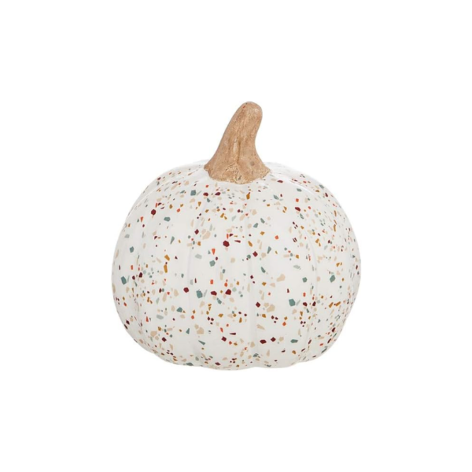 Evergreen Enterprises Printed Ceramic Pumpkin - Autumn Blooms - White/Speckled SM