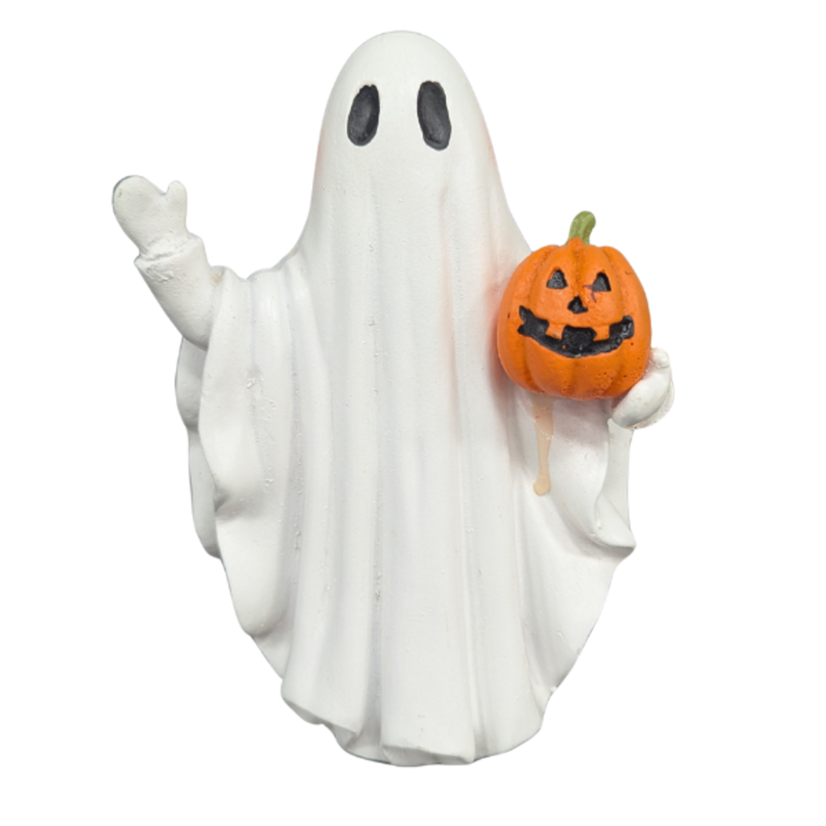 Resin Ghost with Pumpkin – LED Glow