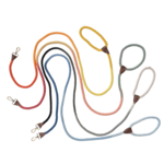 Creative Co-Op Braided Cotton Rope/Leather Dog Leash w/ Metal Clasp - Assorted Colors