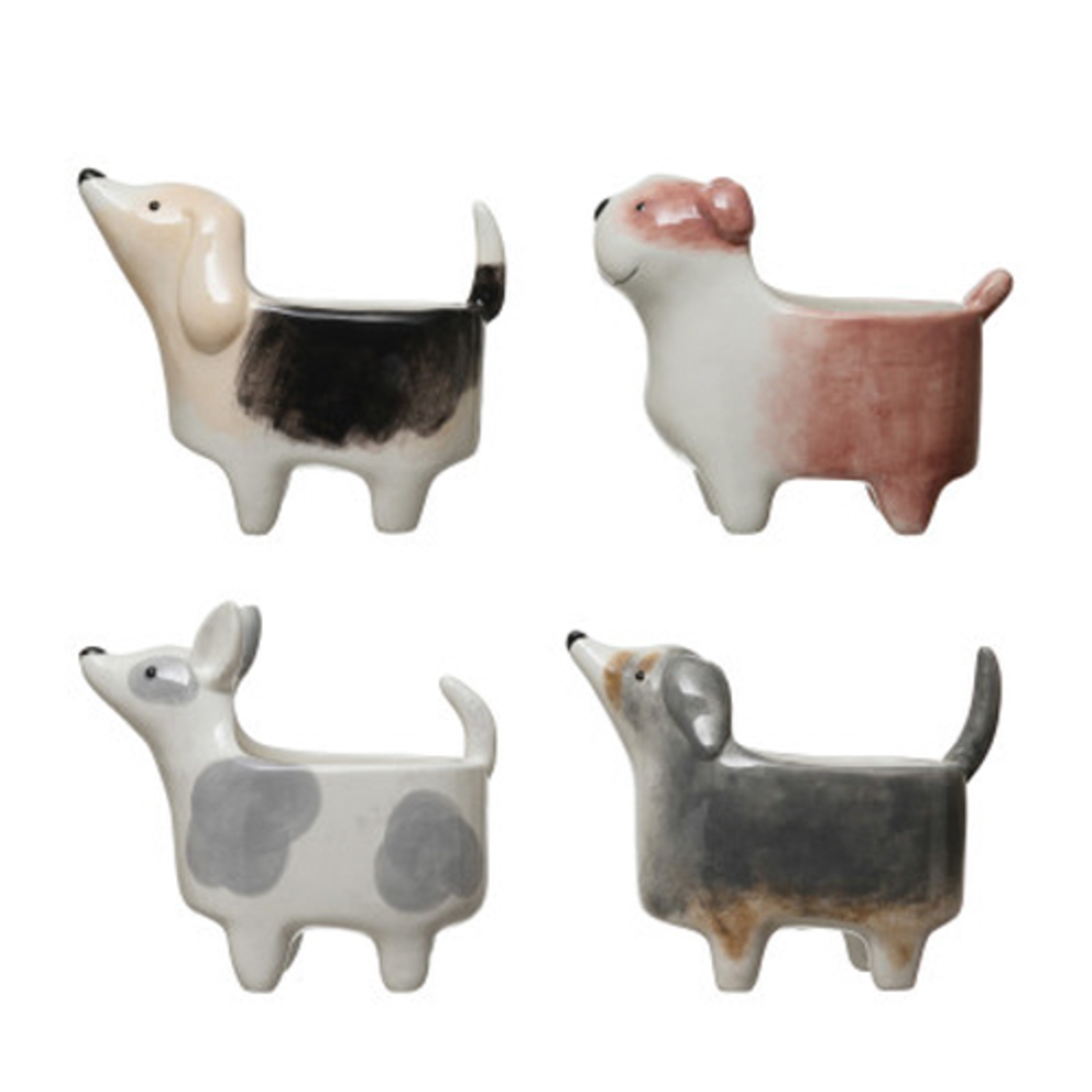 Creative Co-Op Hand Painted Ceramic Dog Planter - Assorted Styles