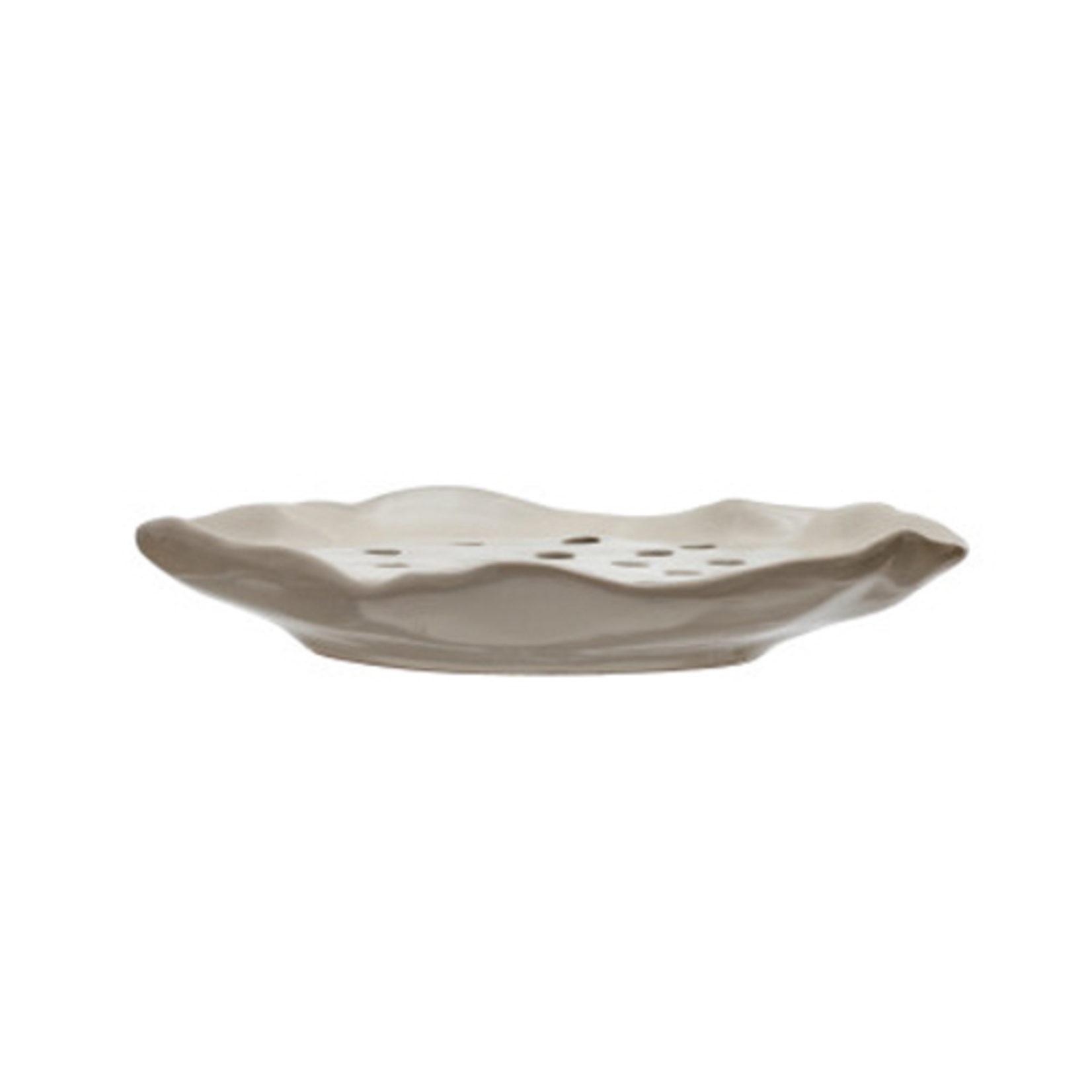 Creative Co-Op Stoneware Soap Dish w/ Removable Tray - Beige