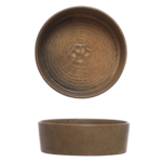 Creative Co-Op Embossed Stonewear Pet Bowl w/ Paw Print -  Brown 8.5"