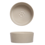 Creative Co-Op Embossed Stonewear Pet Bowl w/ Paw Print -  White 6.75"